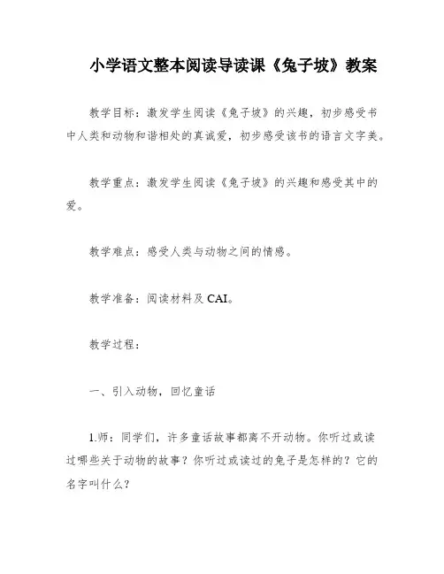 小学语文整本阅读导读课《兔子坡》教案