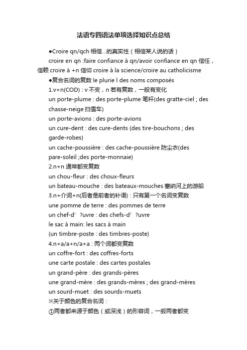 法语专四语法单项选择知识点总结
