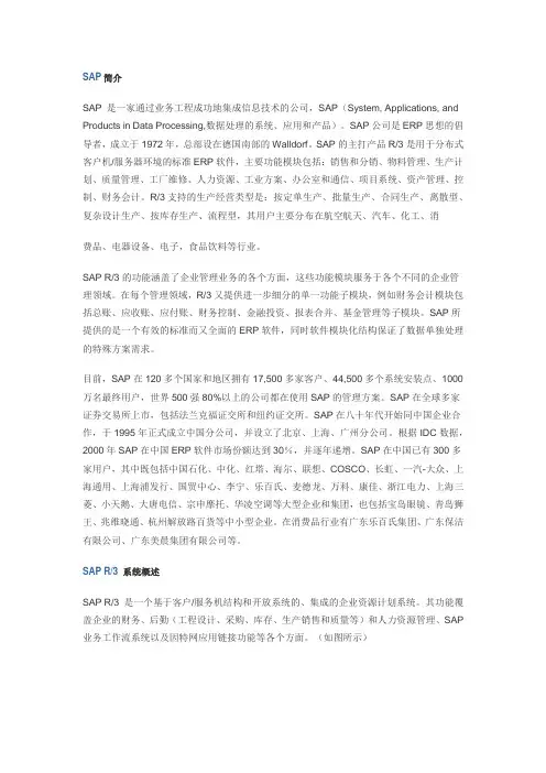 SAP几个模块简介