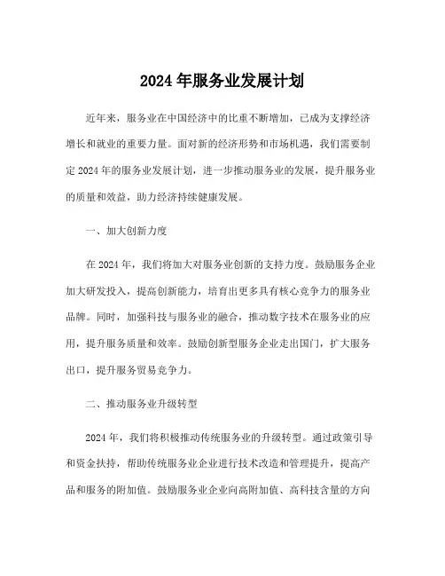 2024年服务业发展计划