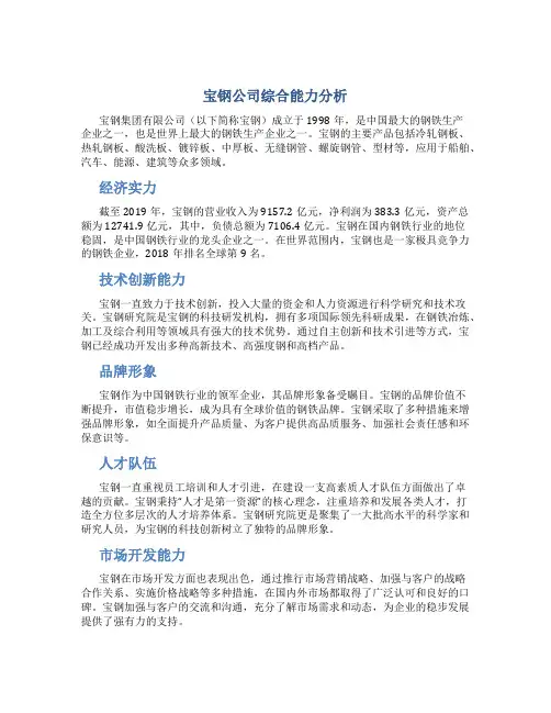 宝钢公司综合能力分析