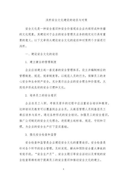 浅析安全文化建设的途径与对策