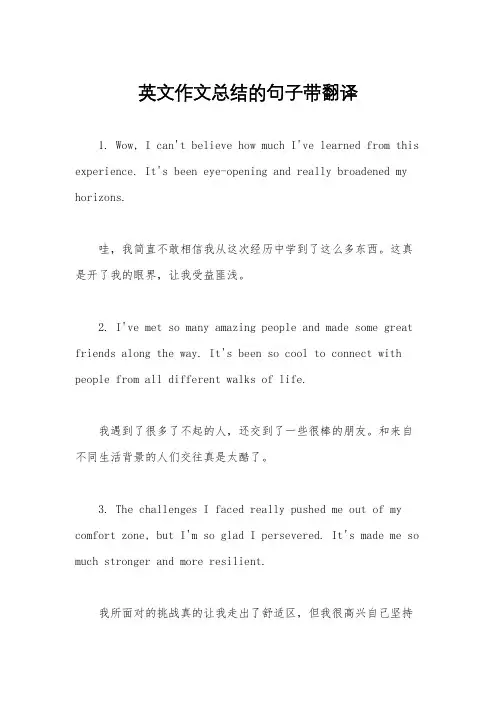 英文作文总结的句子带翻译