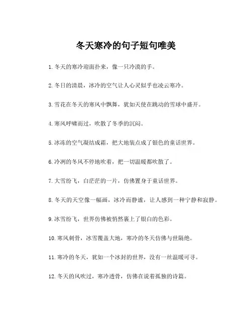 冬天寒冷的句子短句唯美