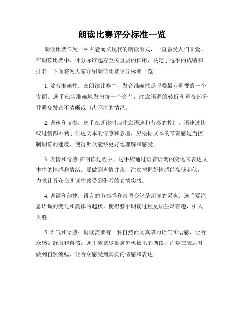 朗读比赛评分标准一览