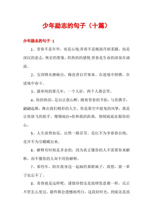 少年励志的句子(十篇)