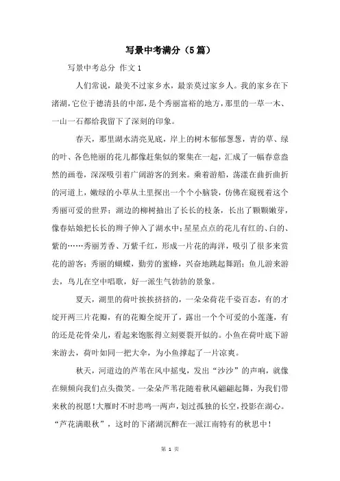 写景中考满分(5篇)