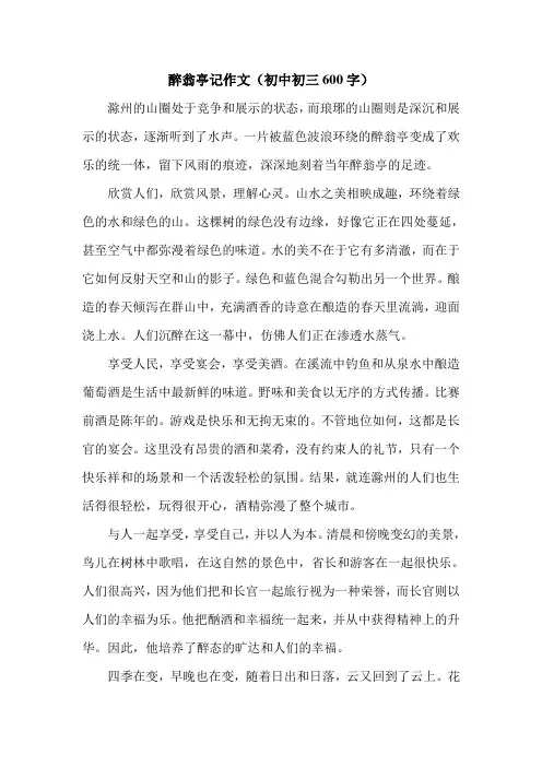 醉翁亭记作文(初中初三600字).doc