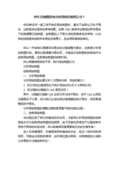 SPC控制图还有分析用和控制用之分？