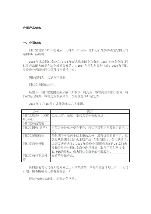 同仁堂基本分析