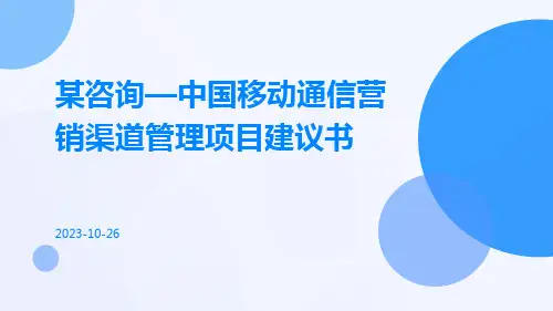 某咨询—中国移动通信营销渠道管理项目建议书