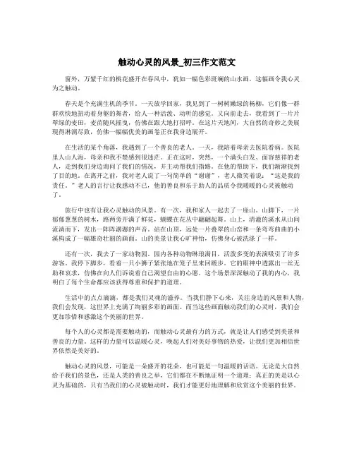 触动心灵的风景_初三作文范文