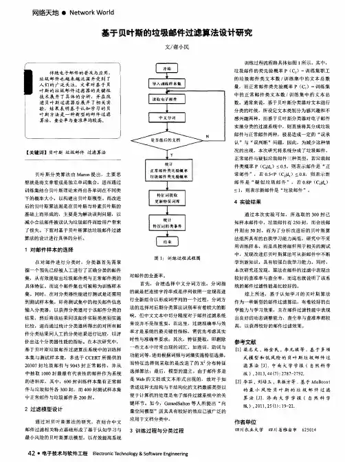基于贝叶斯的垃圾邮件过滤算法设计研究