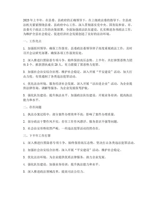 政法委上半年工作总结