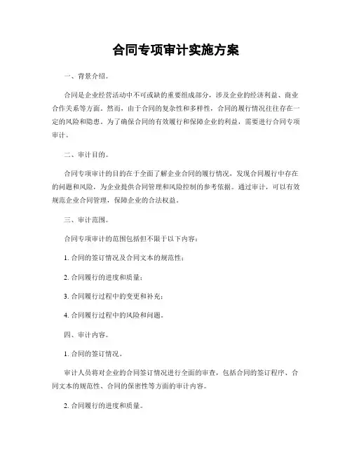 合同专项审计实施方案