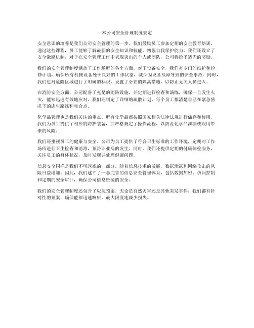 本公司安全管理制度规定