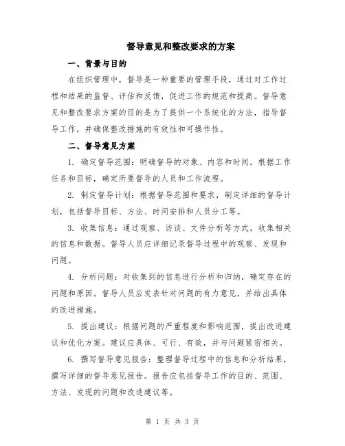 督导意见和整改要求的方案