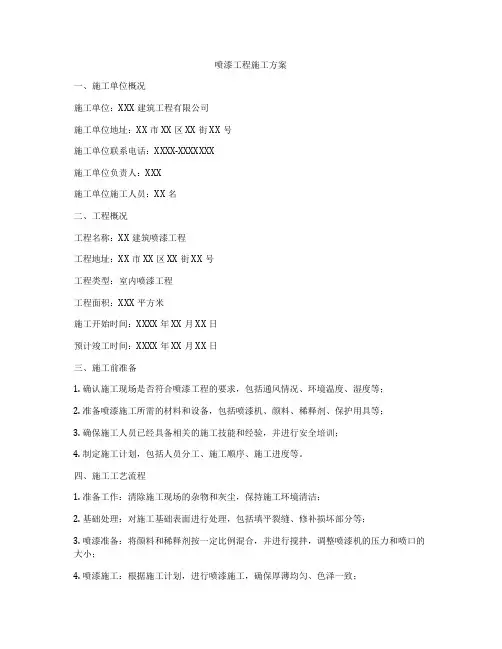喷漆工程施工方案