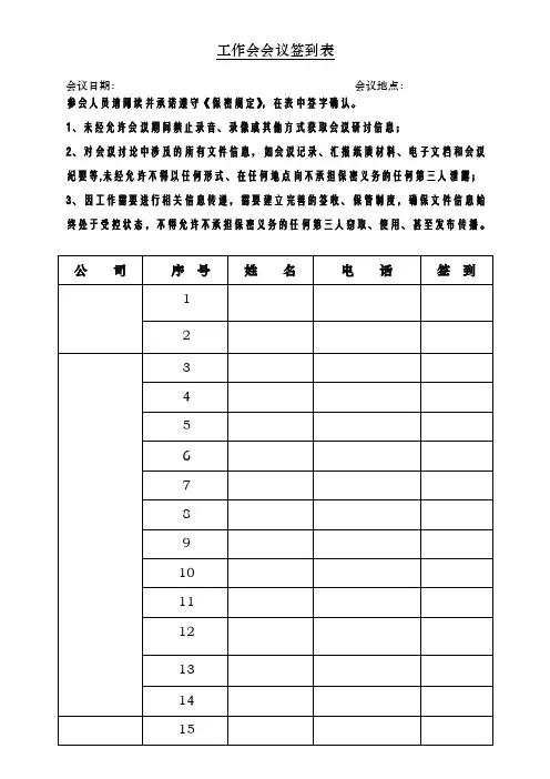 签到表（含保密协议）-自动编号
