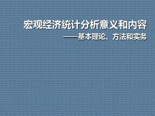 宏观经济统计分析意义和内容—基本理论、方法和实务