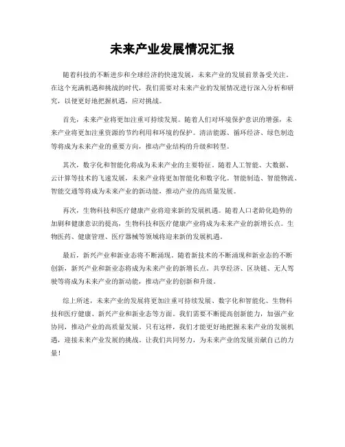 未来产业发展情况汇报