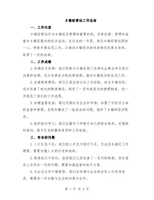 乡镇经管站工作总结