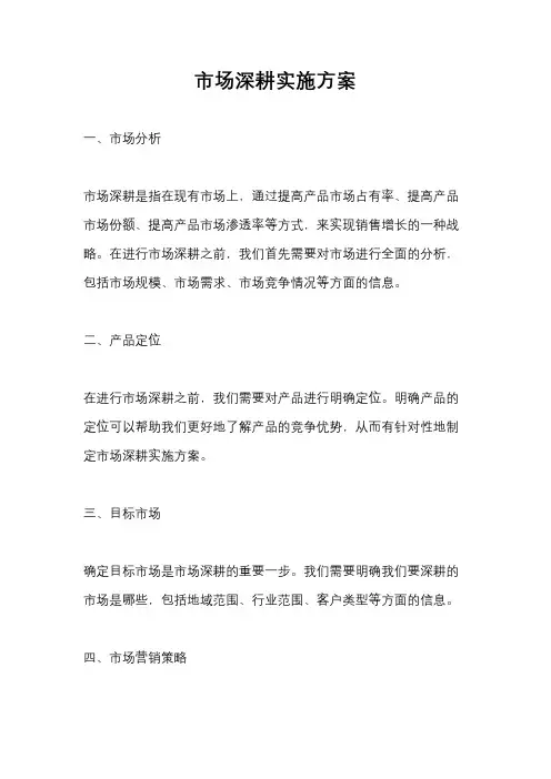 市场深耕实施方案