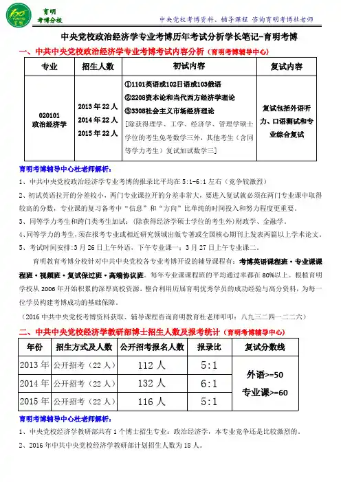中央党校考博政治经济学考博真题重点知识课程辅导-育明考博