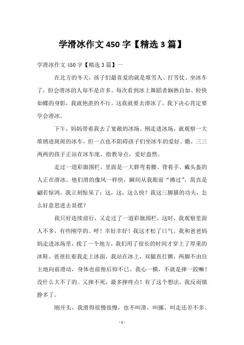 学滑冰作文450字【3篇】
