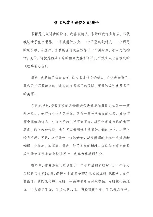 读《巴黎圣母院》的感悟(六篇)