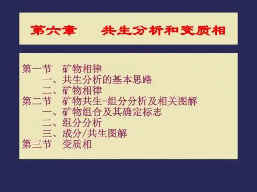 第六章   共生分析和变质相 变质岩岩石学课件