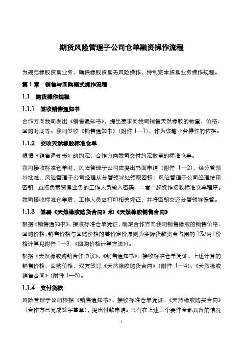 企业仓单融资和贸易融资标准操作流程