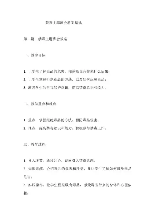 禁毒主题班会教案精选