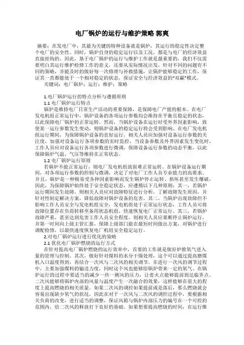 电厂锅炉的运行与维护策略 郭爽