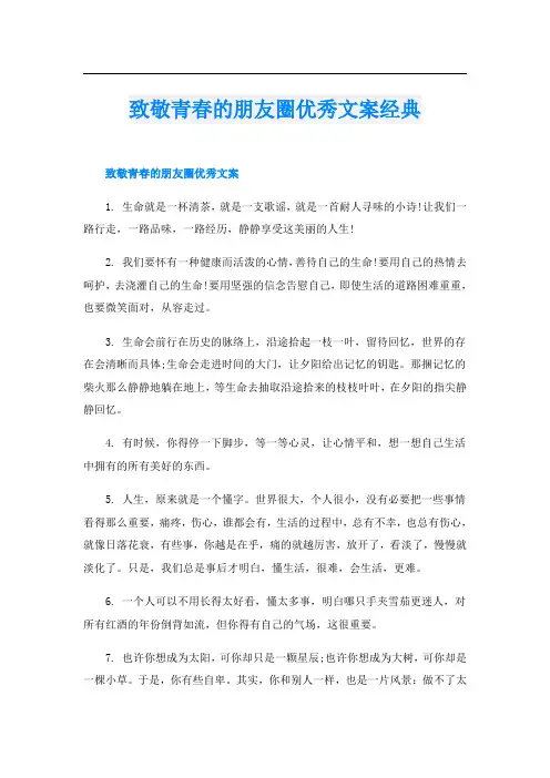 致敬青春的朋友圈优秀文案经典