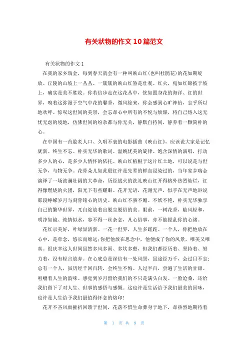 有关状物的作文10篇范文