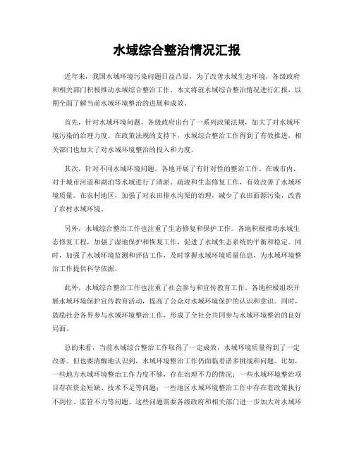 水域综合整治情况汇报