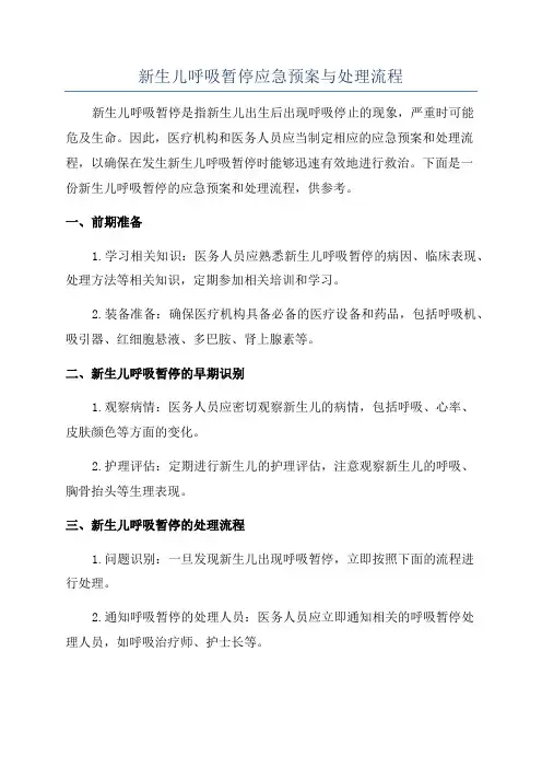 新生儿呼吸暂停应急预案与处理流程