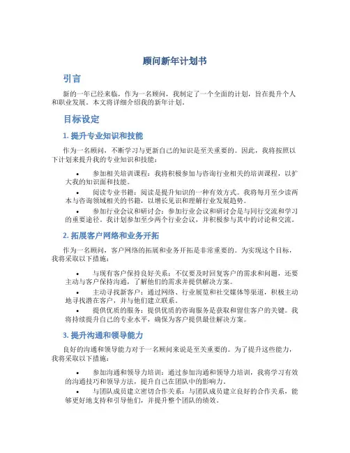 顾问新年计划书
