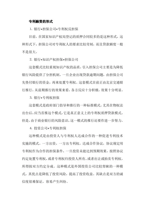 专利融资的形式