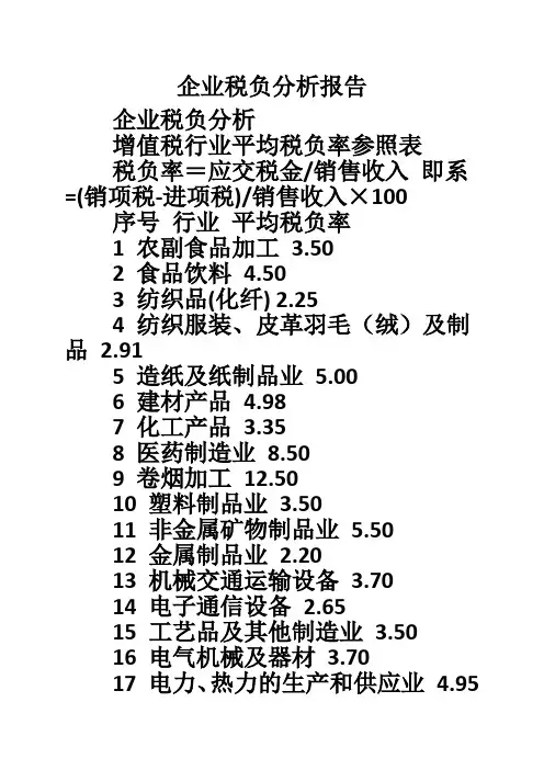 企业税负分析报告