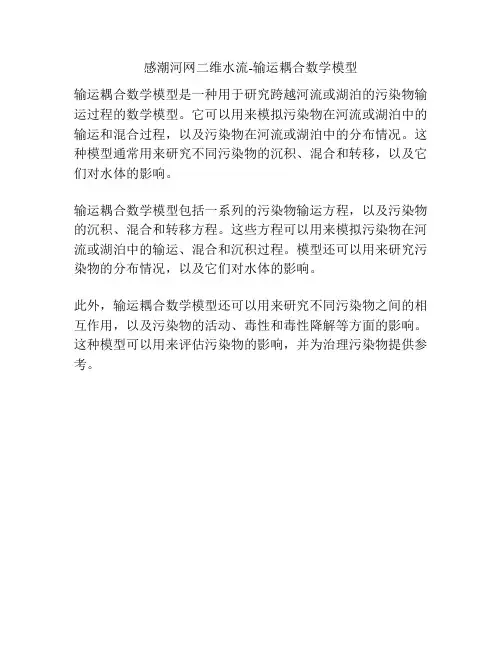 感潮河网二维水流-输运耦合数学模型
