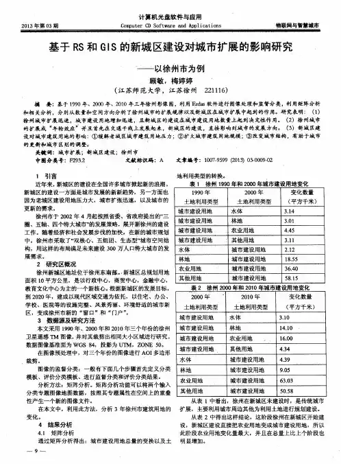 基于RS和GIS的新城区建设对城市扩展的影响研究——以徐州市为例