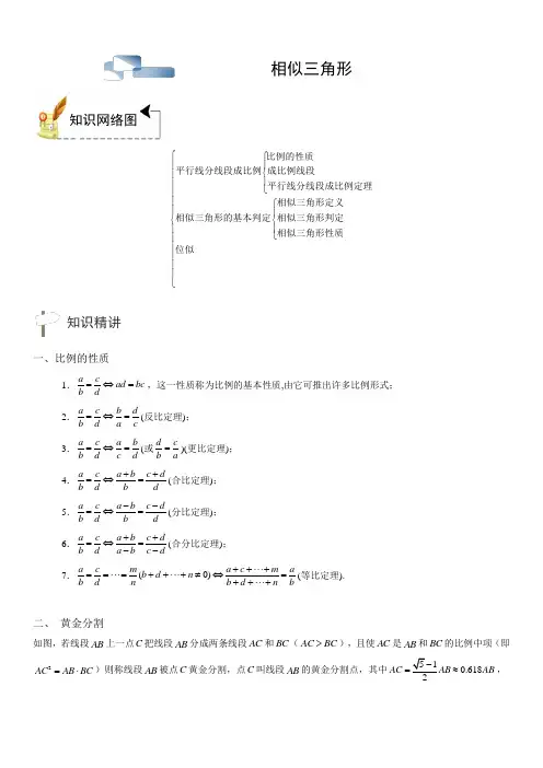 浙教版数学九年级上册 第4章 相似三角形 知识点汇总 及例题讲解