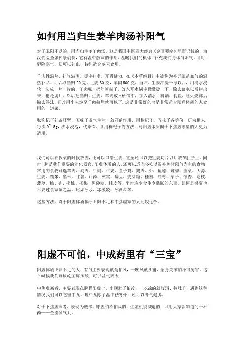 如何用当归生姜羊肉汤补阳气