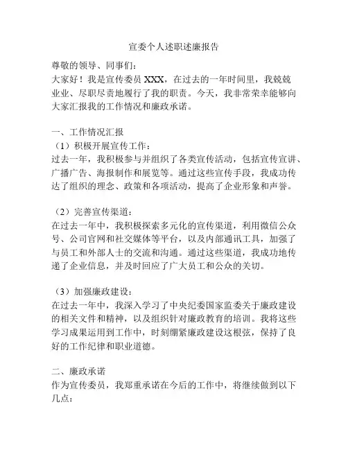 宣委个人述职述廉报告
