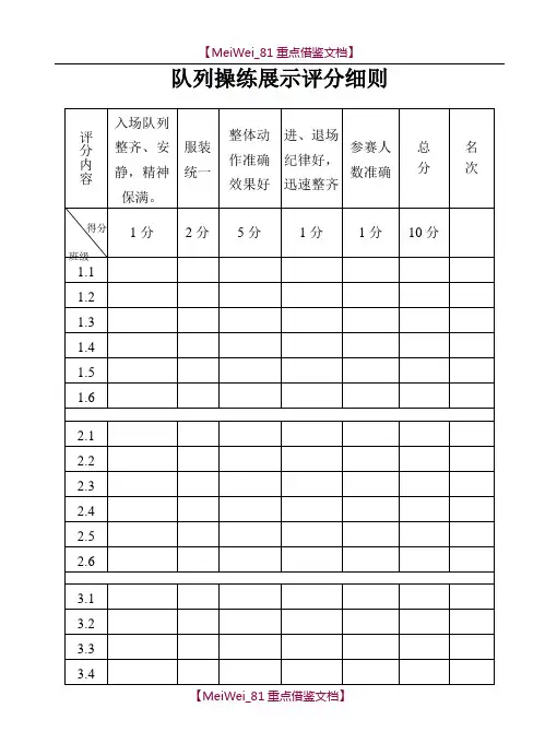 【8A版】队列队形比赛评分细则