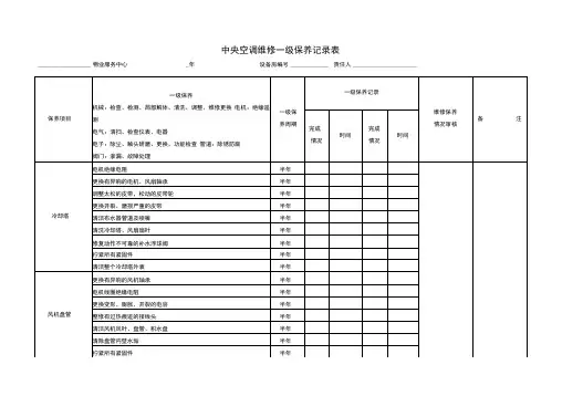 物业管理公司中央空调维修一级保养记录表