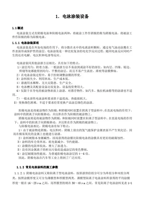 电泳工作原理与常见电泳涂料施工参数