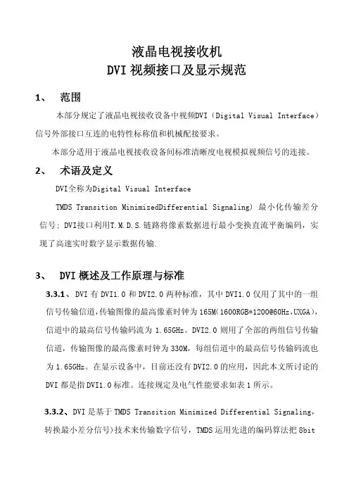 液晶显示器DVI接口及测试规范